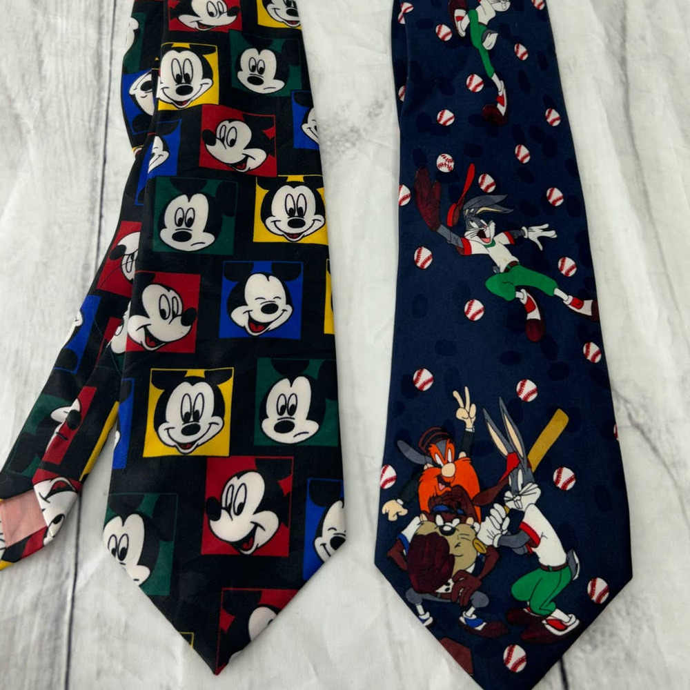 Pair of Vintage Ties 90's Mickey and Looney Tunes Ties